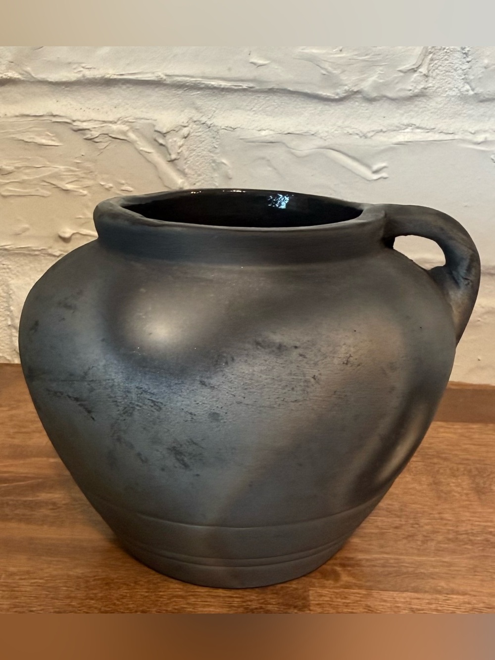 Magnolia Inese Rustic Black Vase Handled Pottery Farmhouse Decor